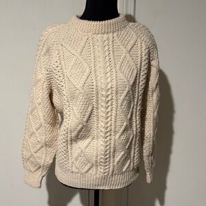 Irish Wool Cream Cable Knit Sweater